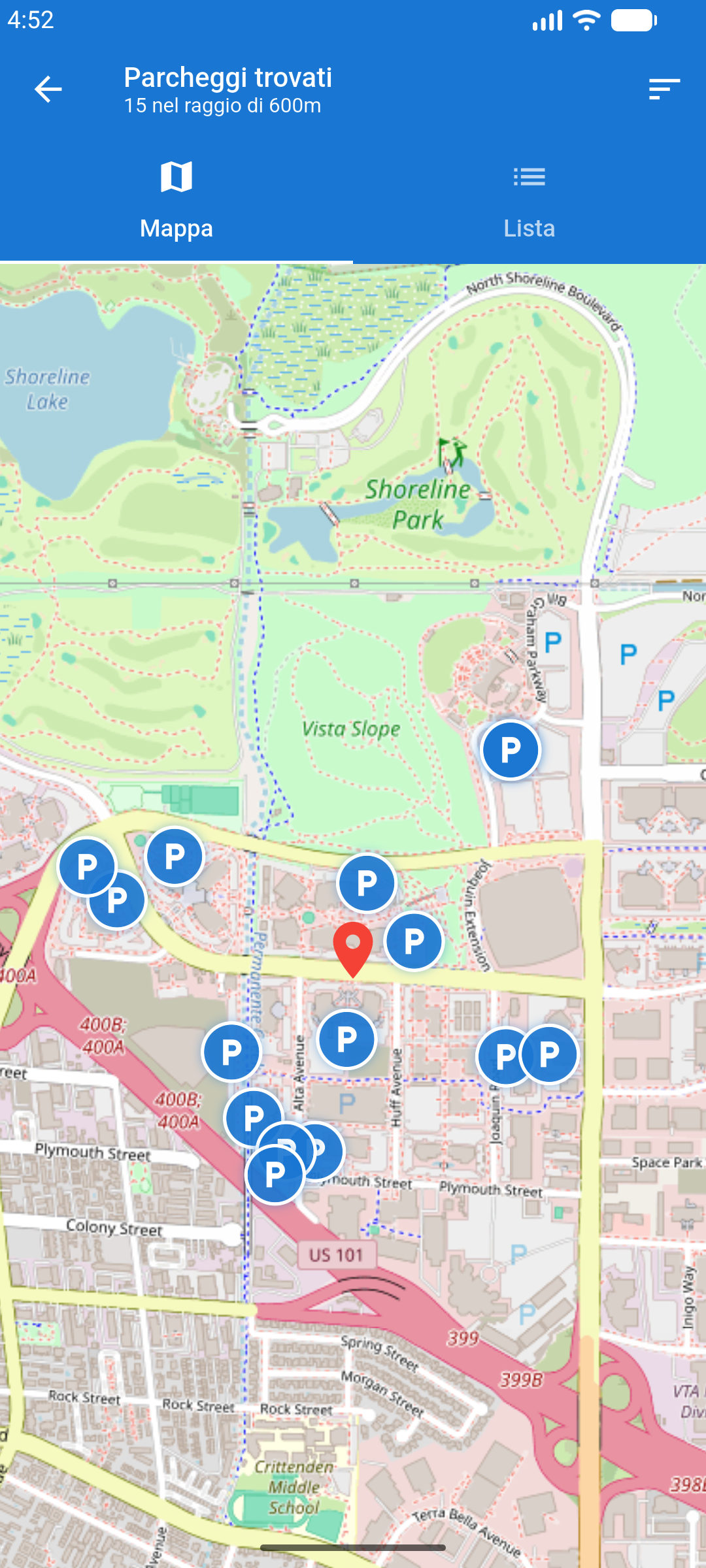 Mappa parcheggi vicini